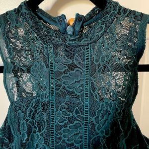 Topshop Green Crocheted Lace Overlay Bodycon Dress